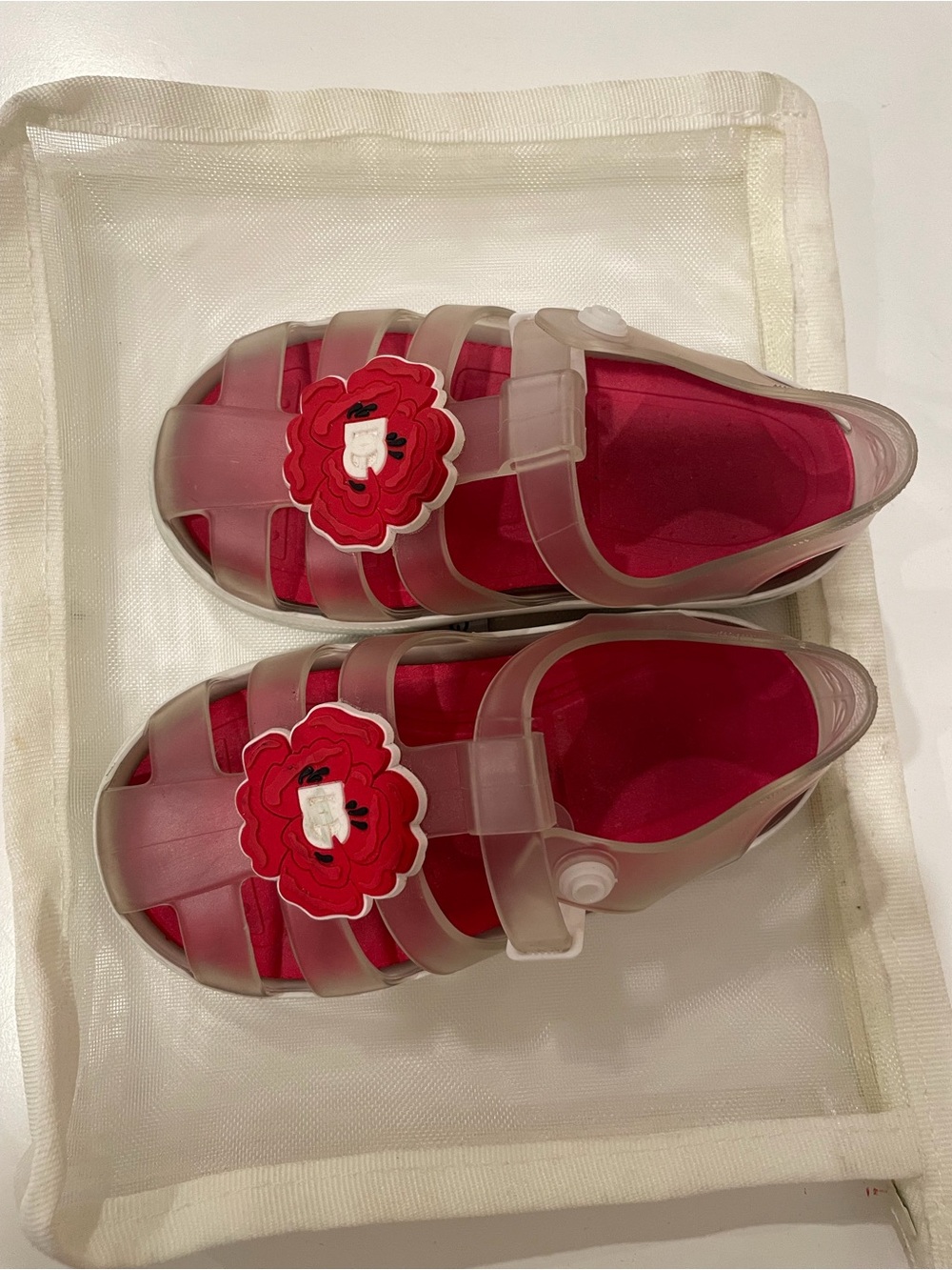 Dolce & Gabbana Kids Clear Jelly Sandals with Red Insole and Flower